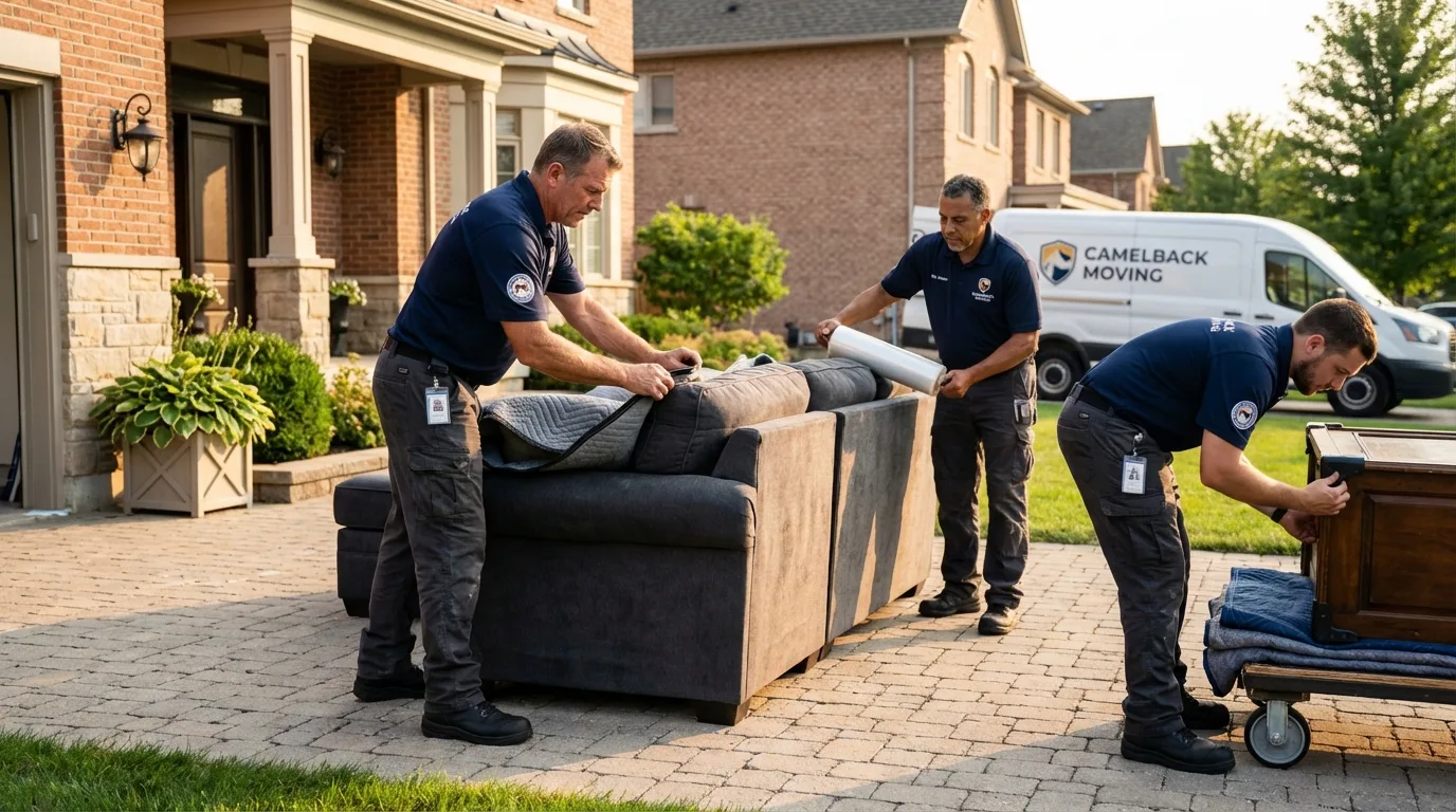 Large estate moving crew wrapping furniture in Meeker, OK